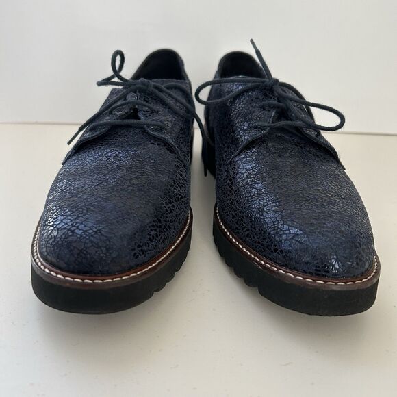 Mephisto Sabatina Patent Leather Oxford Lace Up Derby Shoes Womens Sz 9 Blue - Picture 5 of 11